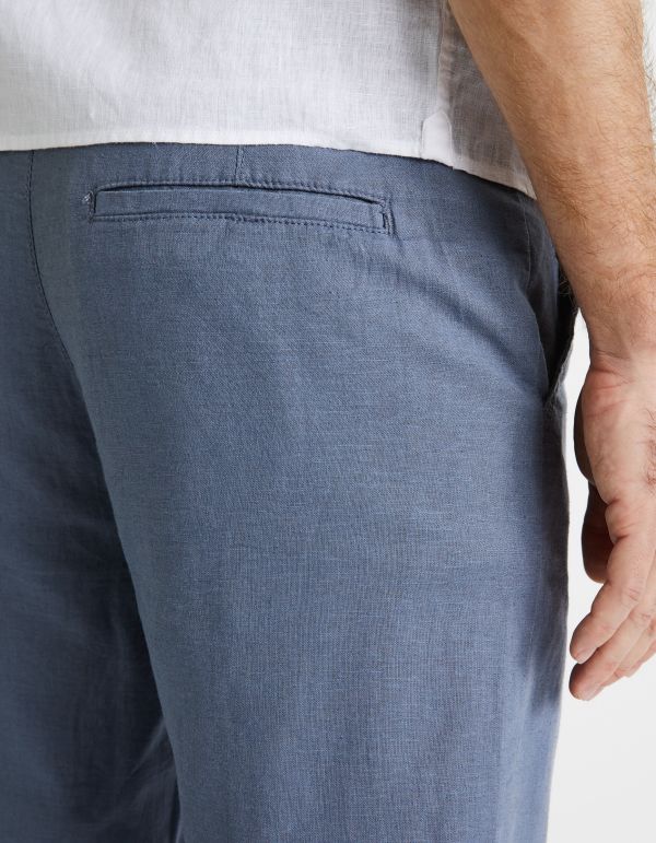 Pantalon straight en lin coton - beige