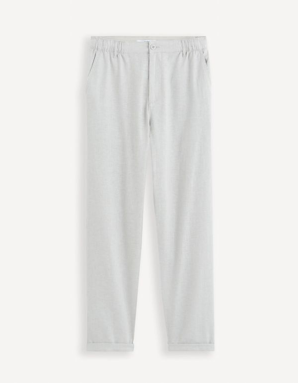 Pantalon straight en lin mélangé - gris