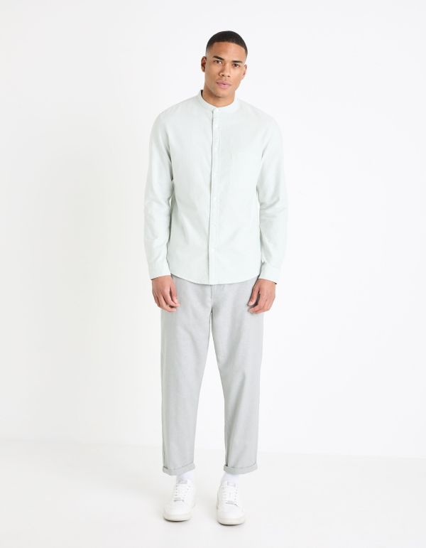 Pantalon straight en lin mélangé - gris