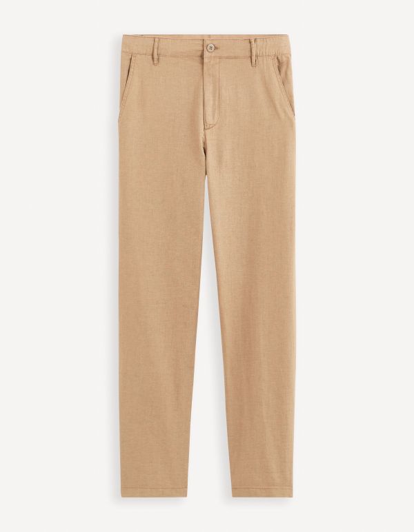 Pantalon straight en lin coton - beige