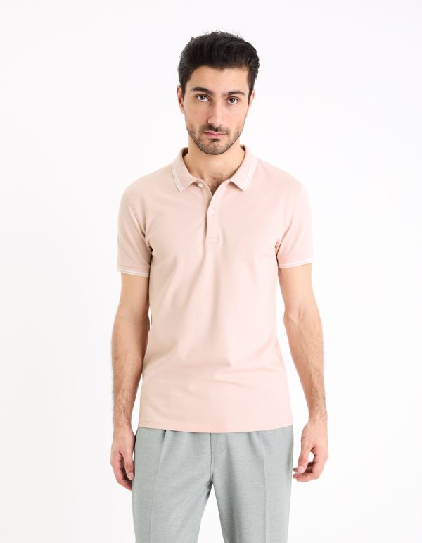 Polo piqué slim - rose clair