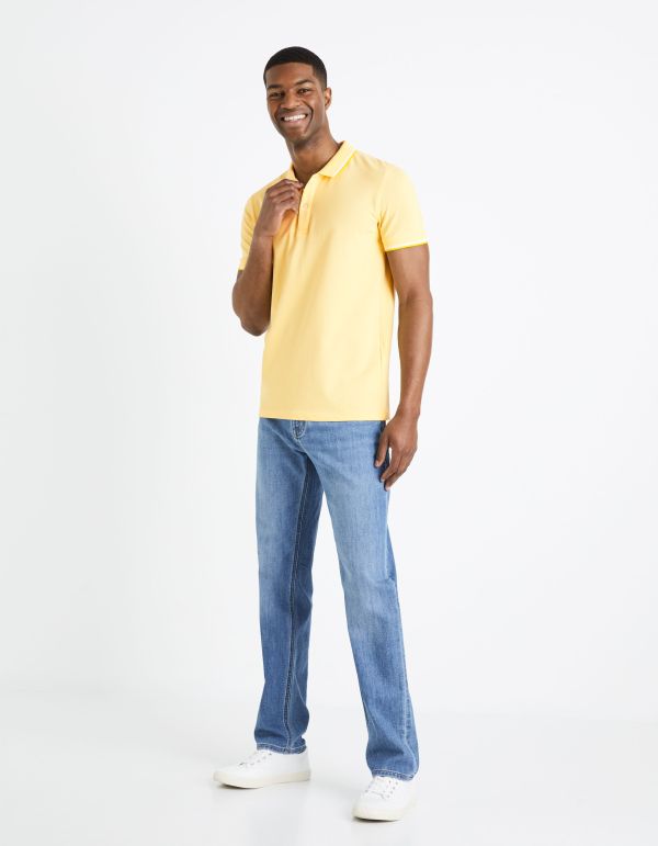Polo piqué en coton elasthanne - jaune
