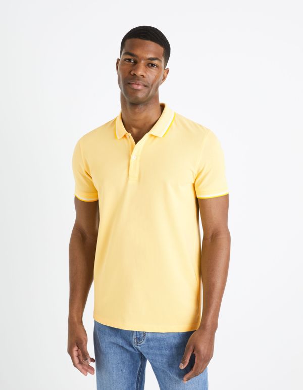 Polo piqué en coton elasthanne - jaune