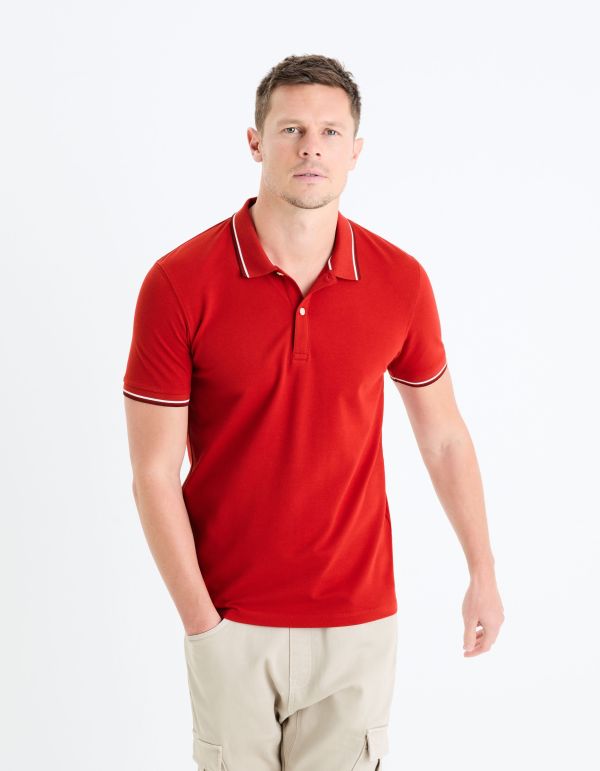 Polo piqué slim - rouge