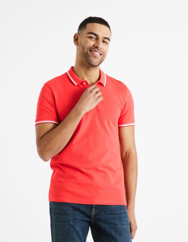 Polo piqué en coton elasthanne - rose