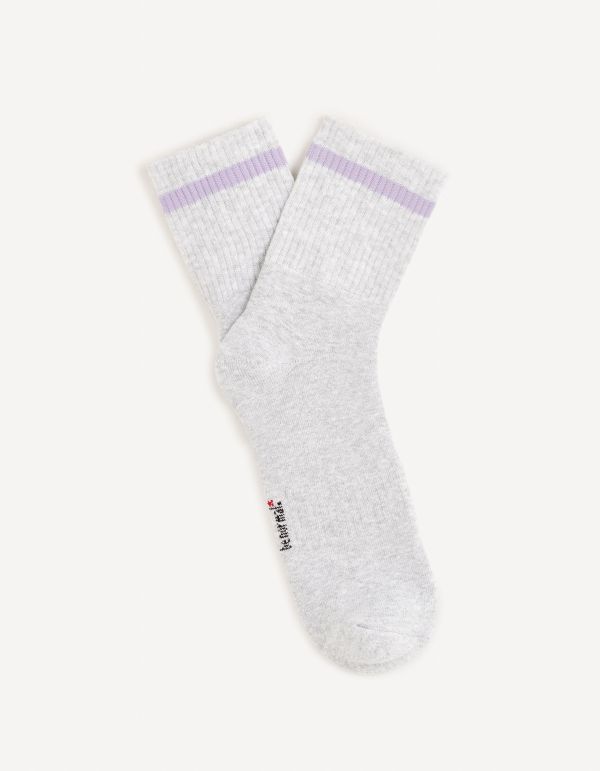 Chaussettes sport mi-haute coton - gris chine