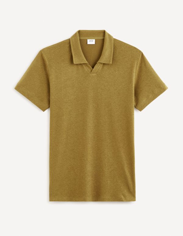 Polo lin mélangé - kaki
