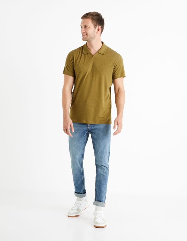Polo lin mélangé - kaki