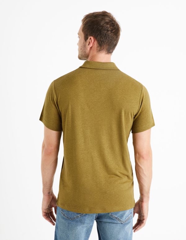 Polo lin mélangé - kaki