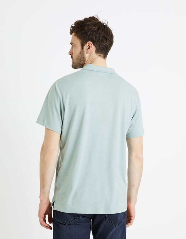 Polo lin mélangé - turquoise