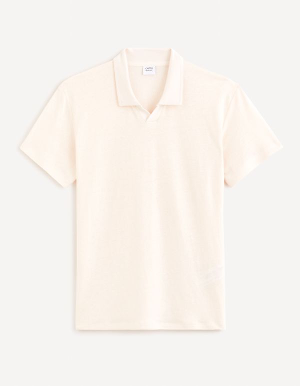 Polo lin mélangé - écru