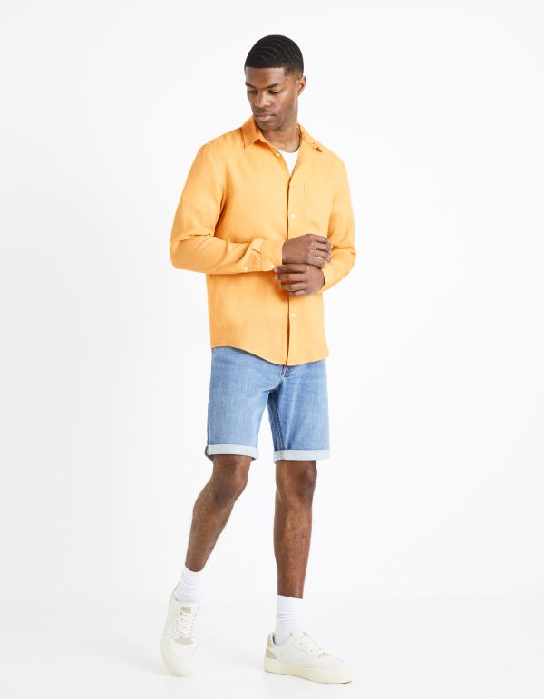 Chemise regular 100% lin - orange
