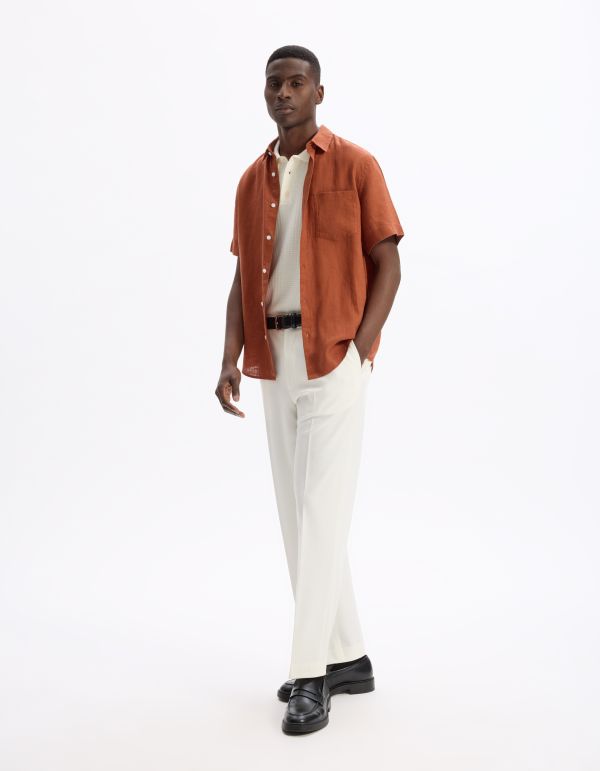 Chemisette regular 100% lin - terracotta