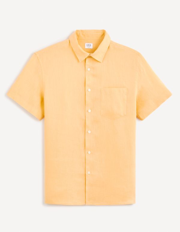 Chemise regular 100% lin - orange