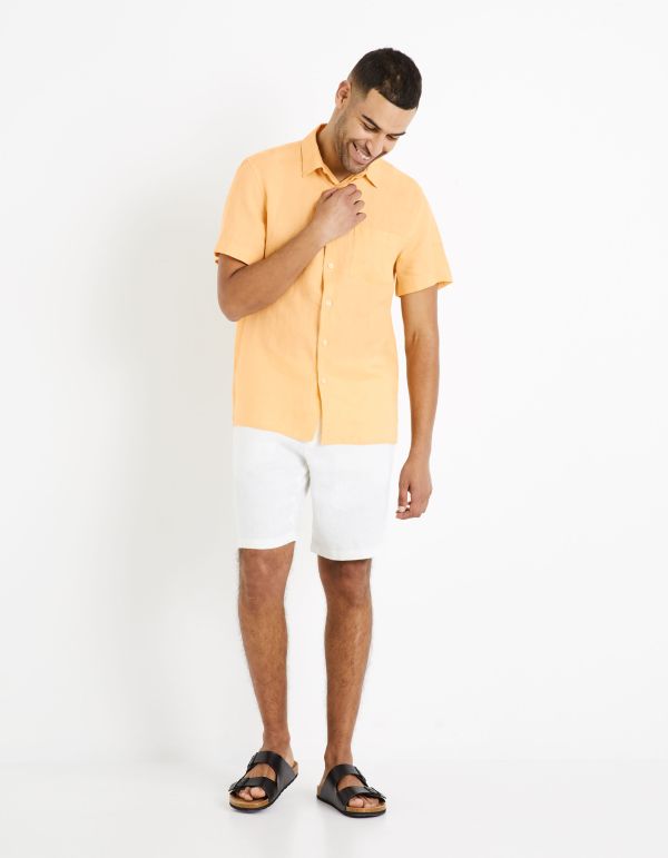 Chemise regular 100% lin - orange