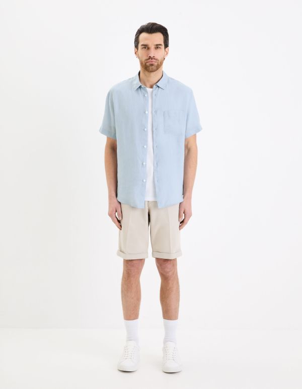 Chemisette regular en lin - bleu ciel