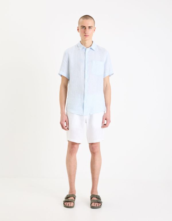 Chemisette regular en lin - bleu clair