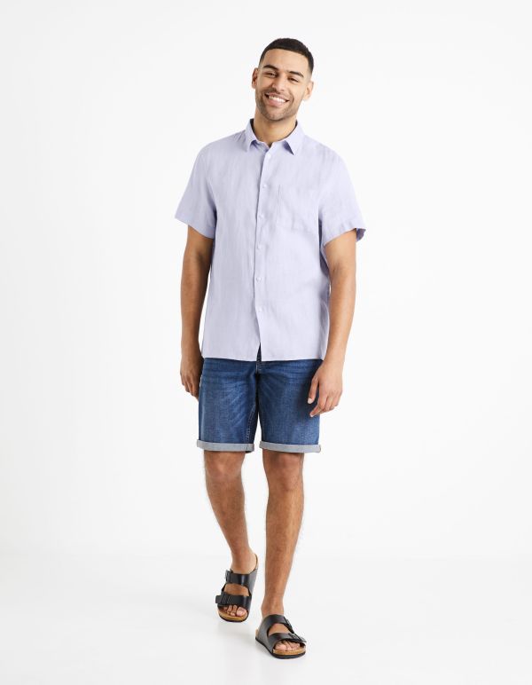 Chemise regular 100% lin - parme