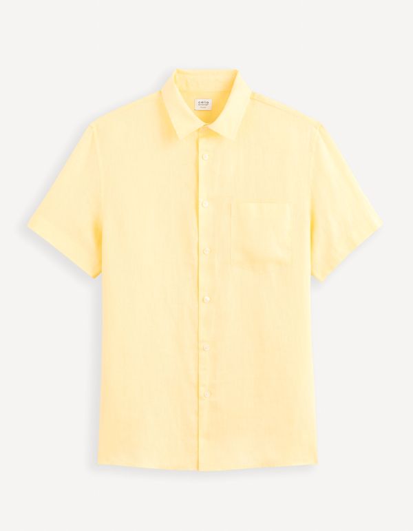 Chemise regular 100% lin - jaune