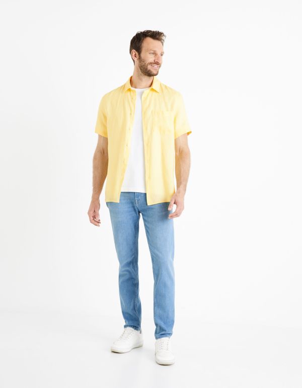 Chemise regular 100% lin - jaune