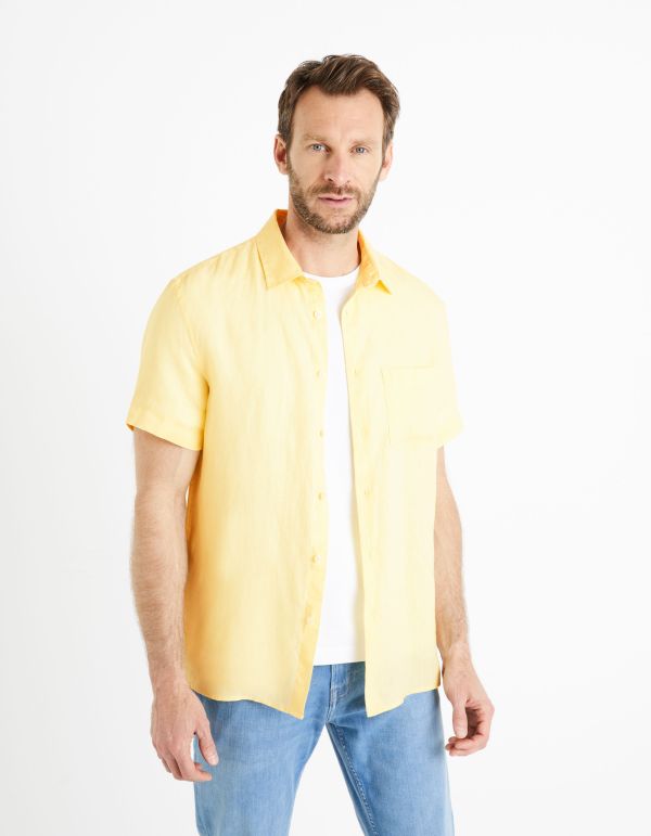 Chemise regular 100% lin - jaune