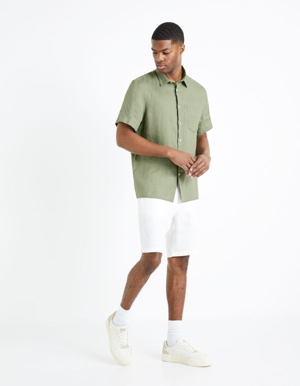 Chemise regular 100% lin - kaki
