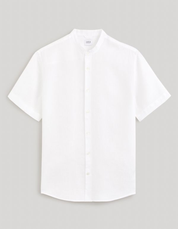 Chemise col mao regular 100% lin - blanc