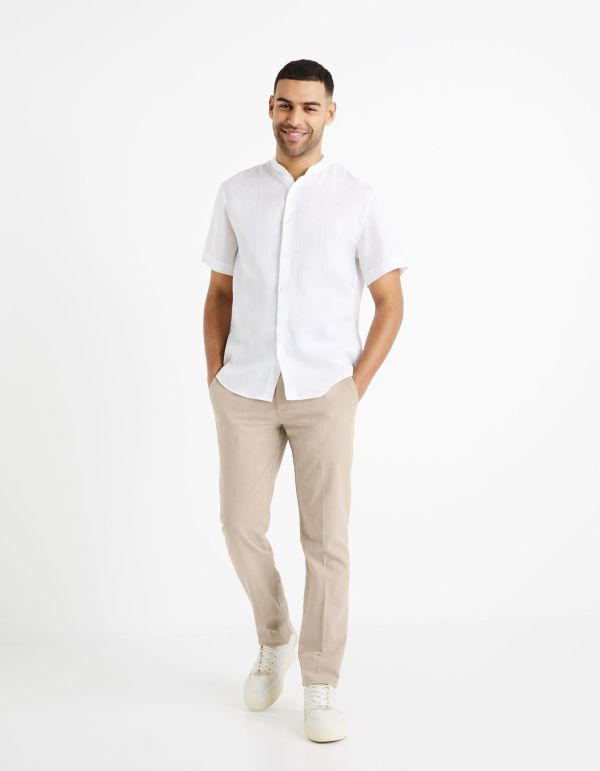 Chemise col mao regular 100% lin - blanc