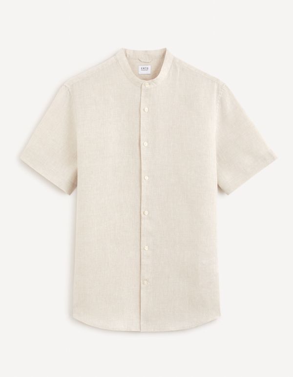 Chemise col mao regular 100% lin - naturel