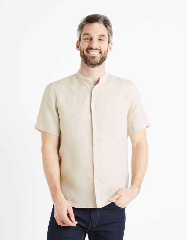 Chemise col mao regular 100% lin - naturel