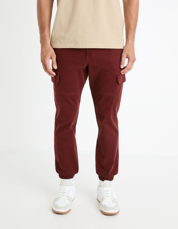 Pantalon slim cargo - bordeaux