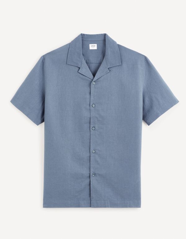 Chemise relax lin coton - bleu