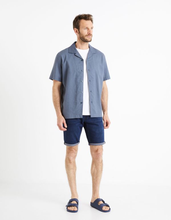 Chemise relax lin coton - bleu