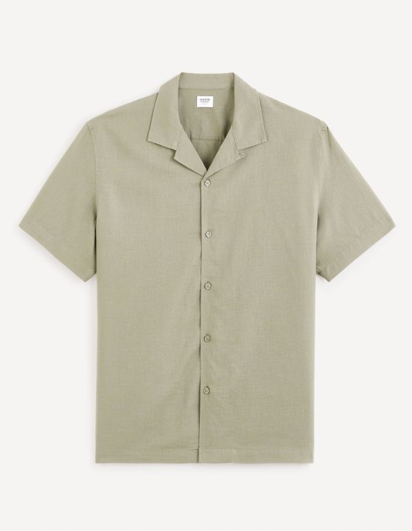 Chemise  relax lin coton - kaki