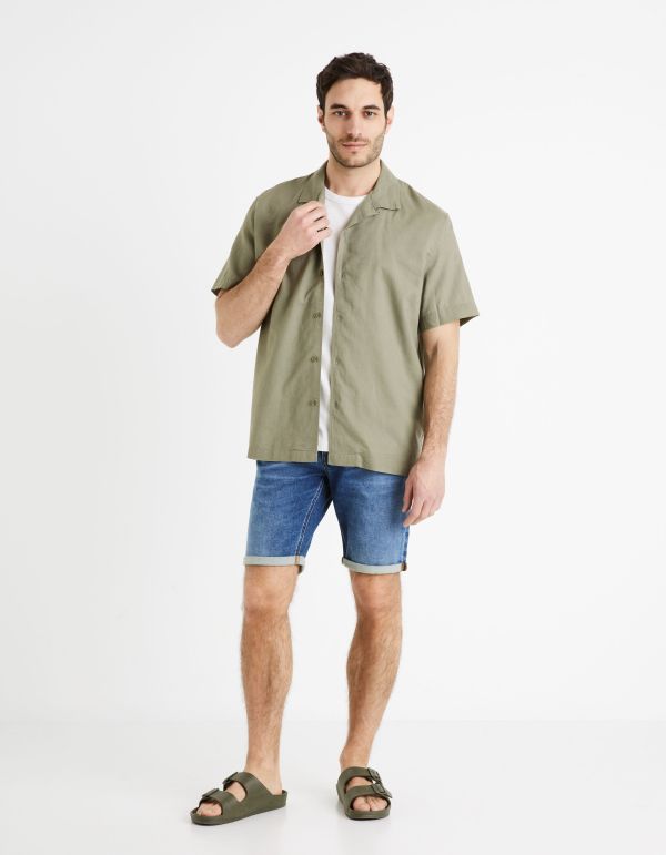 Chemise  relax lin coton - kaki