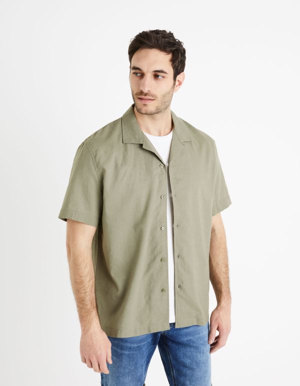 Chemise  relax lin coton - kaki