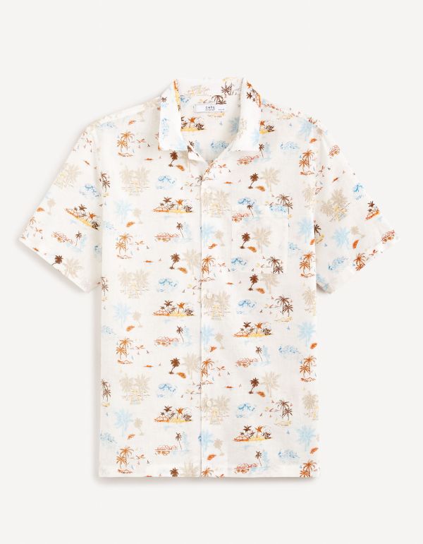 Chemise relax en lin coton - blanc