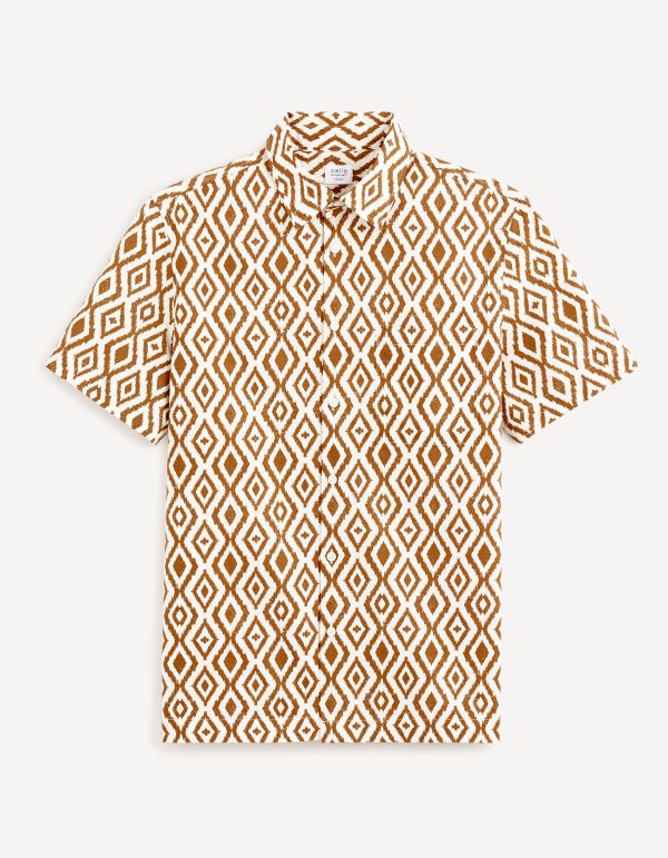 Chemise regular 100% coton - marron