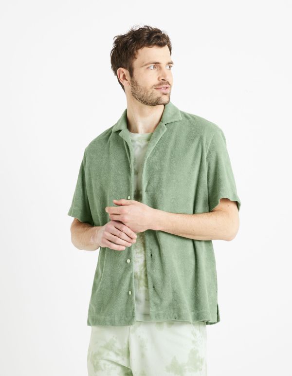 Chemise relax coton mélangé - vert sauge