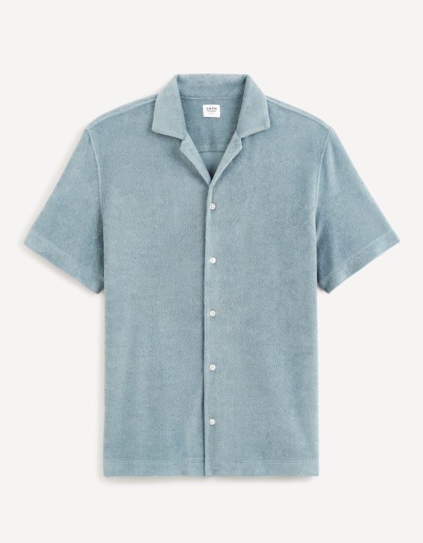 Chemise relax coton mélangé - bleu gris