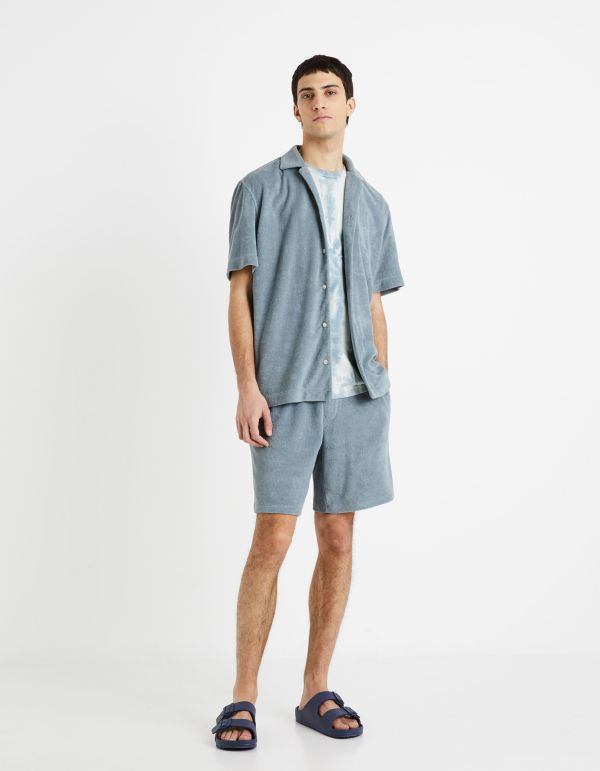 Chemise relax coton mélangé - bleu gris