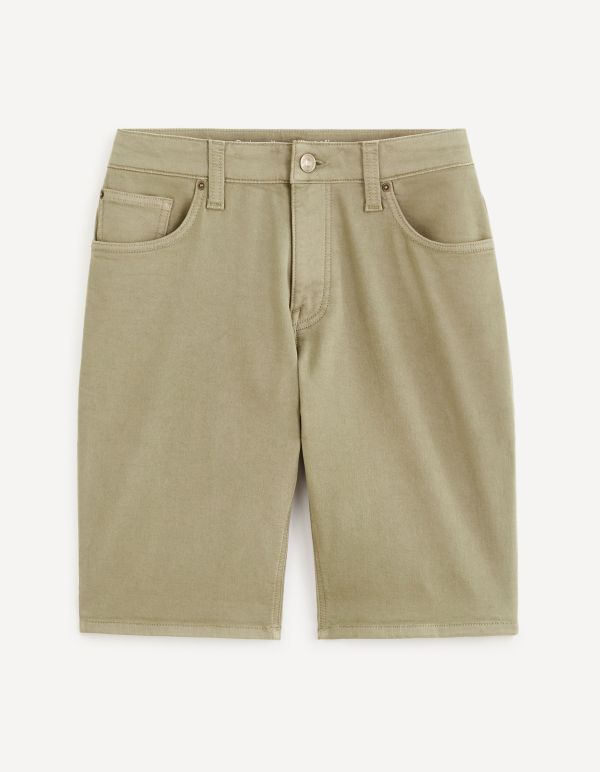 Short en jean ettet maille - kaki