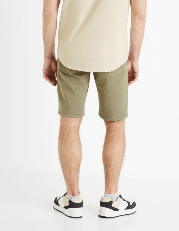 Short en jean ettet maille - kaki