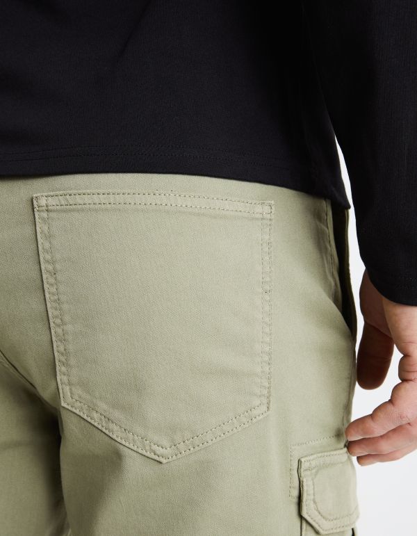 Bermuda cargo coton élasthanne - kaki