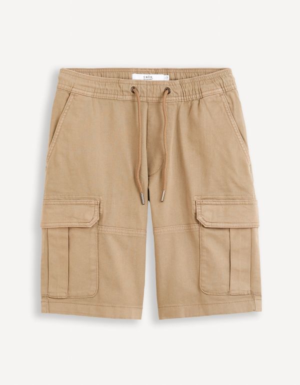 Bermuda cargo coton élasthanne - beige