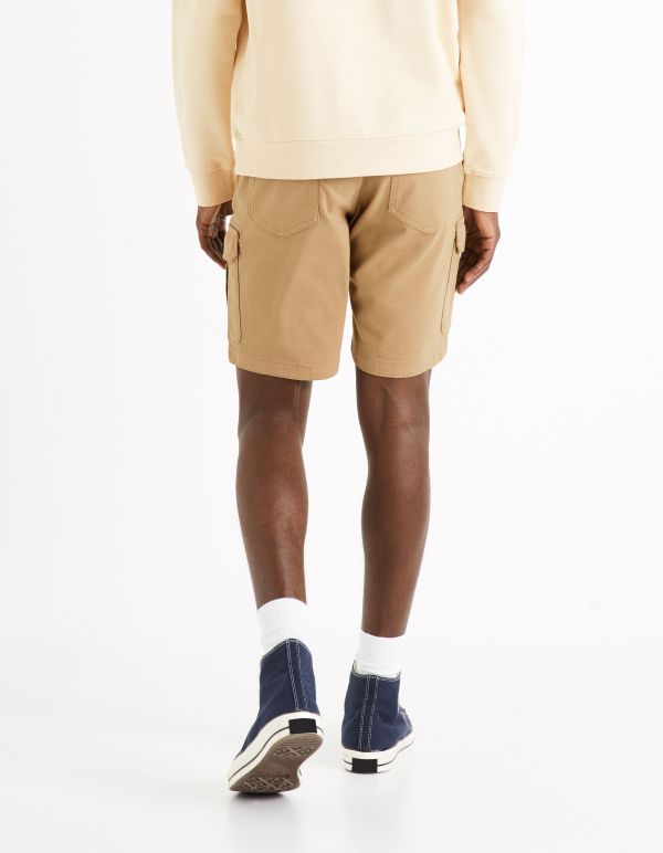 Bermuda cargo coton élasthanne - beige