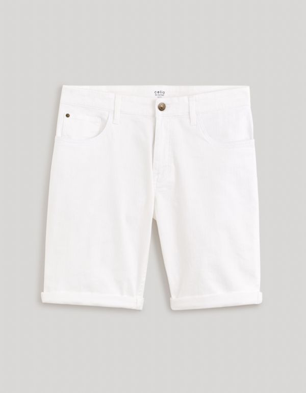 Short en jean coton élasthanne - blanc