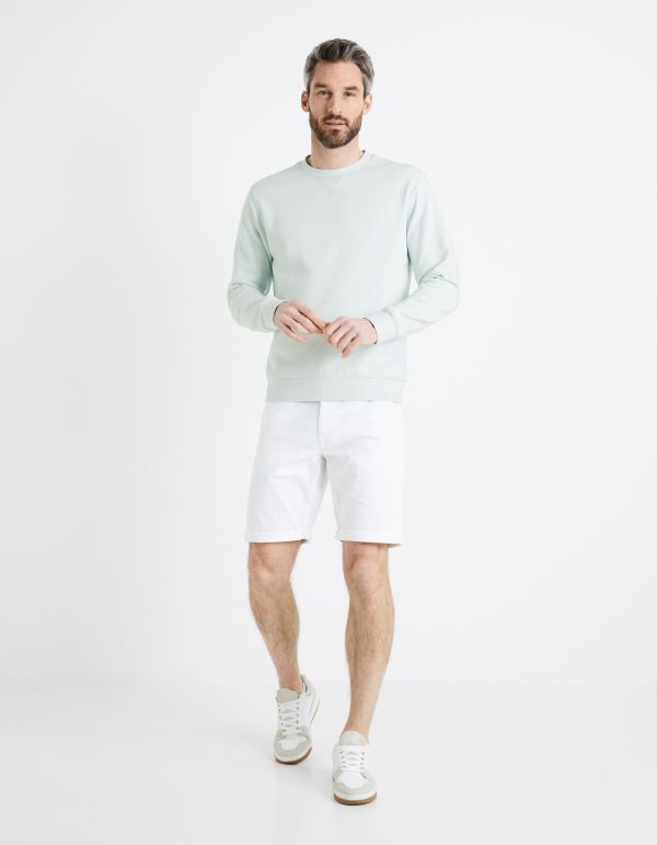 Short en jean coton élasthanne - blanc