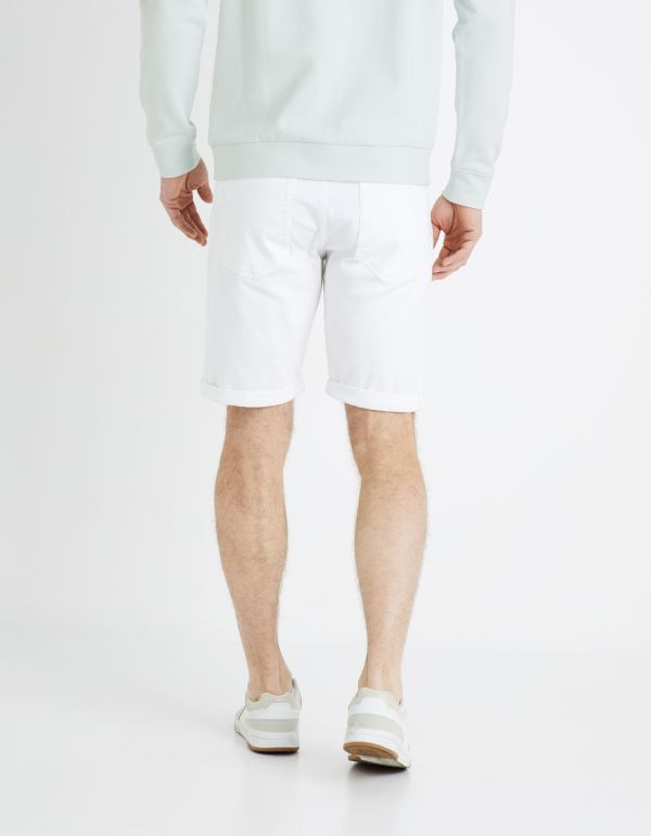 Short en jean coton élasthanne - blanc