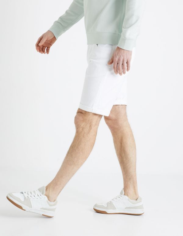 Short en jean coton élasthanne - blanc